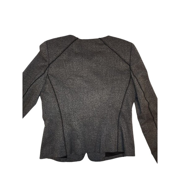 Tahari Gray Black Two Tone Shawl Lapel Zip Rayon Blend Lined Blazer Jacket Sz 6 - Picture 3 of 10